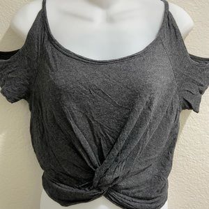 Revive Charcoal Gray Cold Shoulder Top - Size S